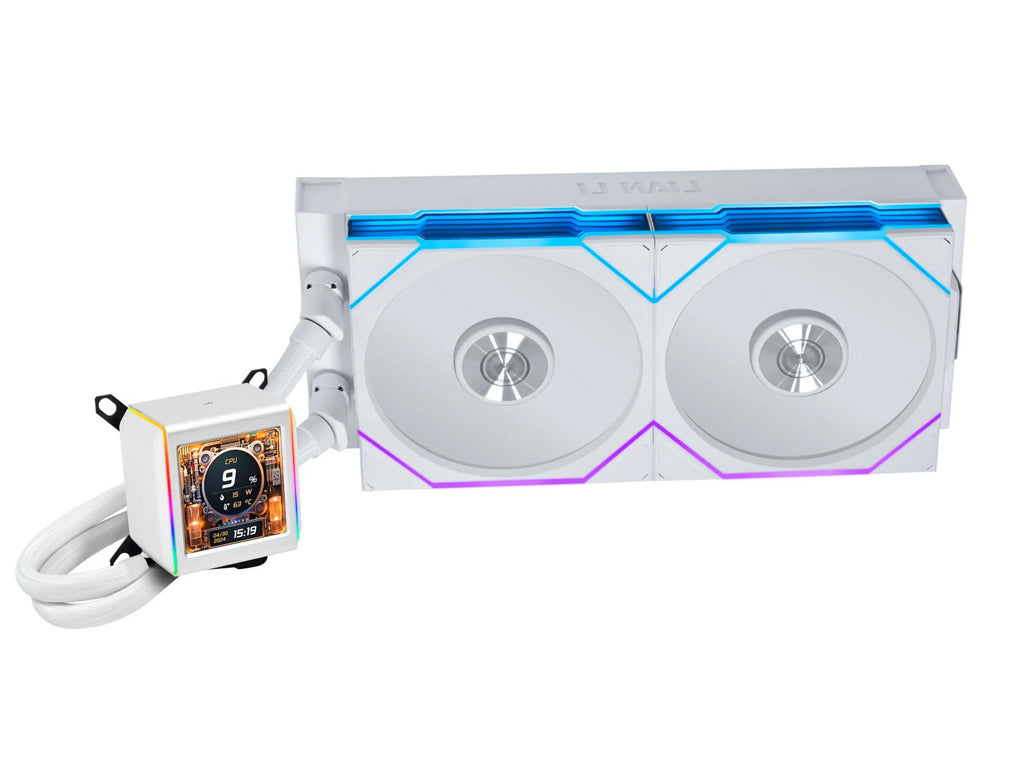 Komplet za tekočinsko hlajenje AIO Liquid Cooler Lian Li GALAHAD II LCD 280 TL Wireless, ARGB, bel