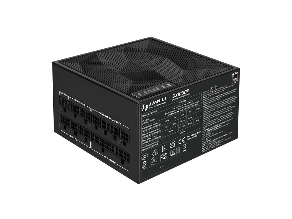 Napajalnik ATX Lian Li SX 1000W, 80PLUS Platinum, PCIe 5.1, ATX 3.1, Modularen, črn, SX1000P