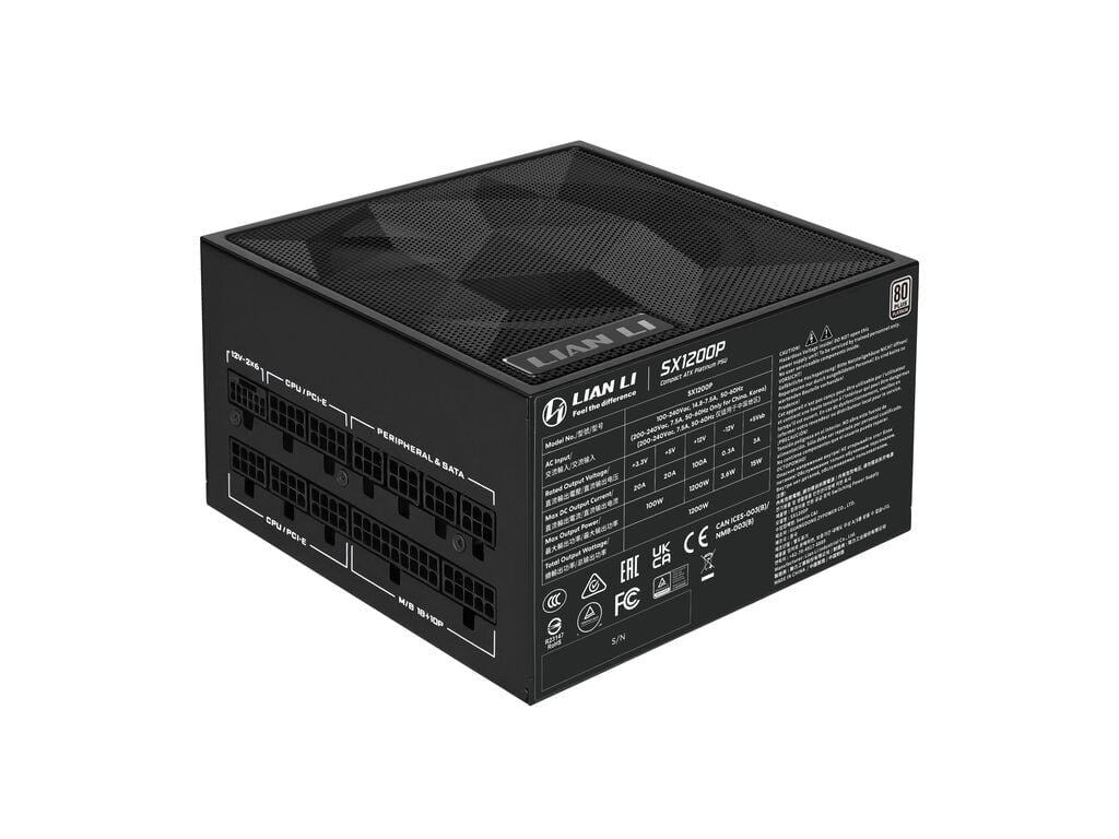 Napajalnik ATX Lian Li SX 1200W, 80PLUS Platinum, PCIe 5.1, ATX 3.1, Modularen, črn SX1200P