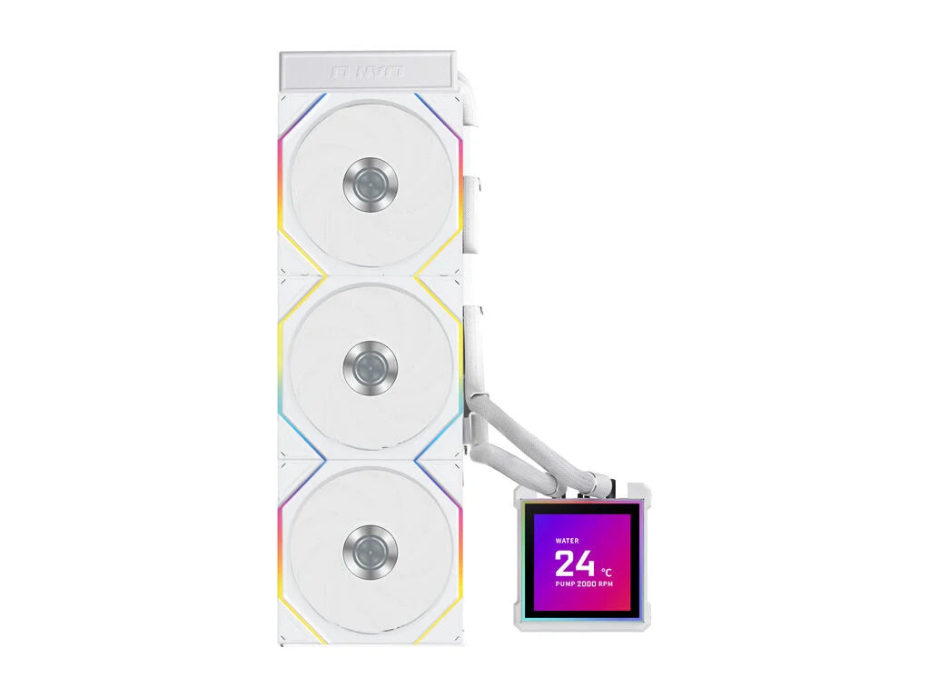 Komplet za tekočinsko hlajenje AIO Liquid Cooler Lian Li HydroShift II LCD-S 360TL, ARGB, bel
