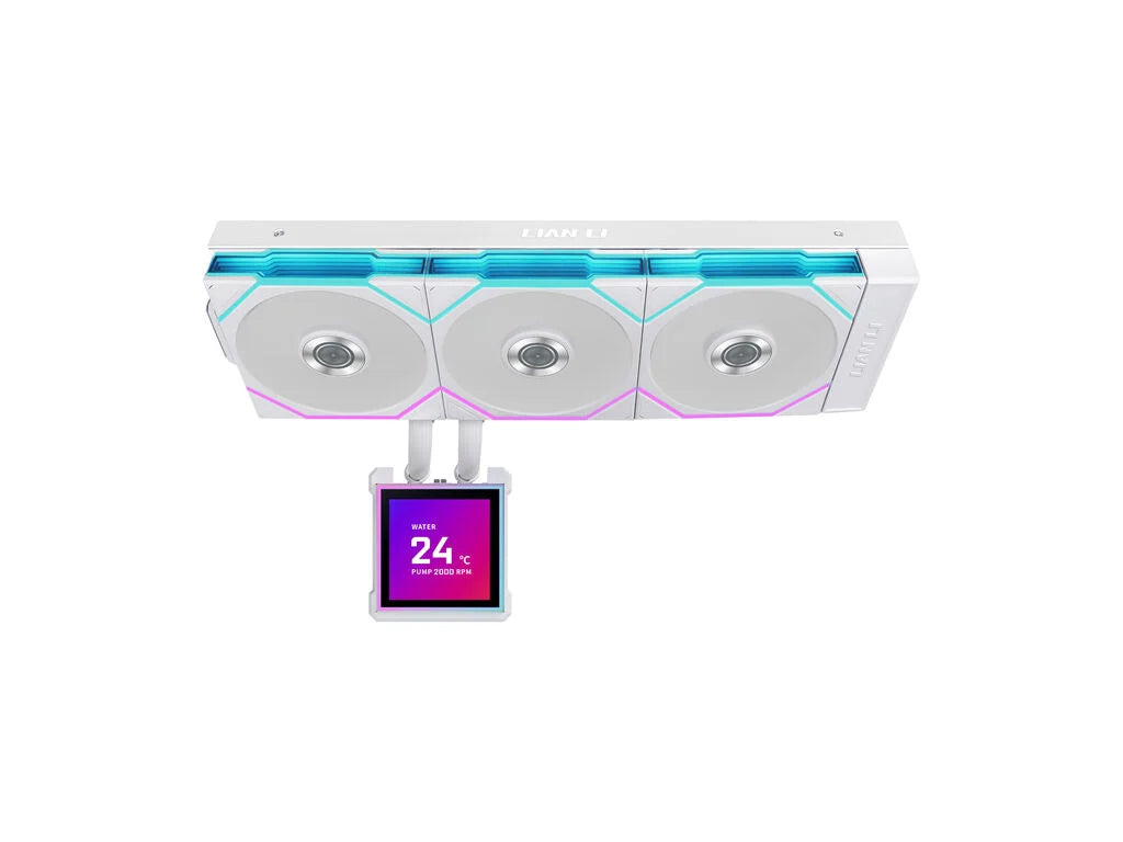 Komplet za tekočinsko hlajenje AIO Liquid Cooler Lian Li HydroShift II LCD-S 360TL, ARGB, bel