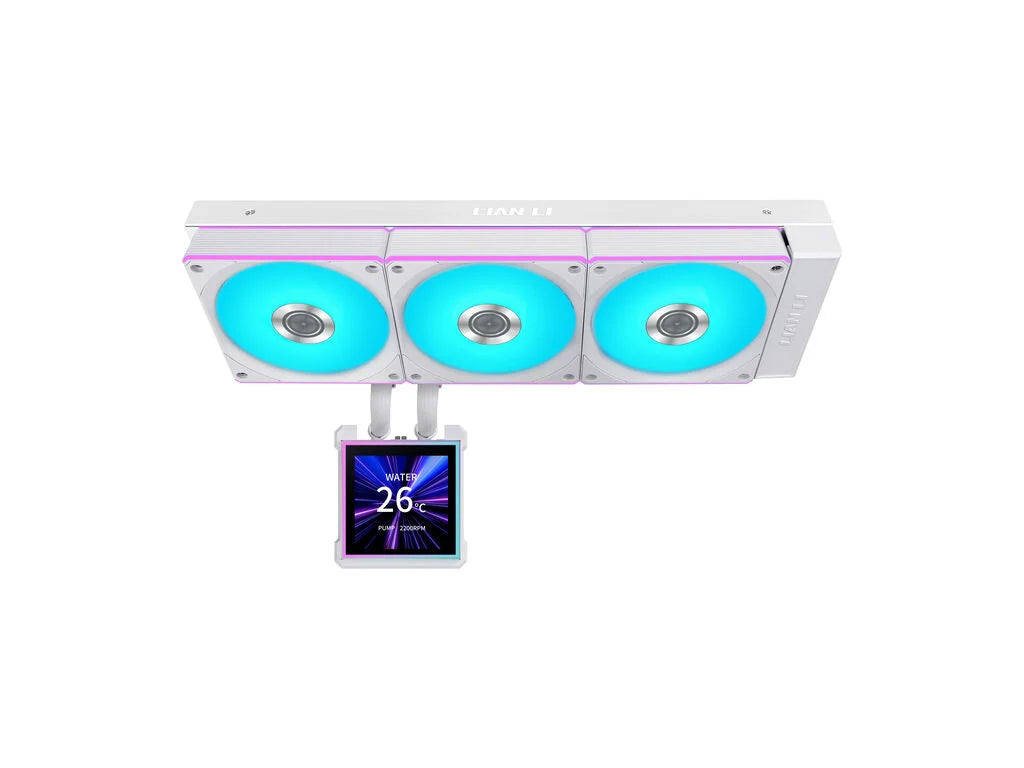 Komplet za tekočinsko hlajenje AIO Liquid Cooler Lian Li HydroShift II LCD-S 360CL, ARGB, bel