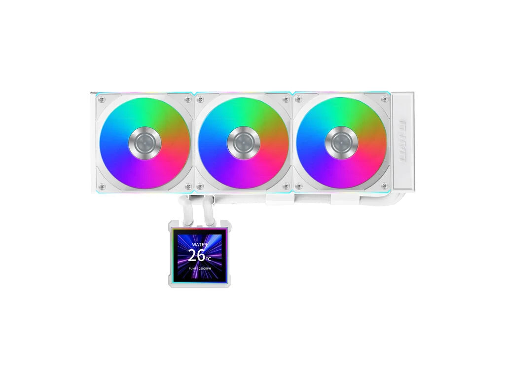 Komplet za tekočinsko hlajenje AIO Liquid Cooler Lian Li HydroShift II LCD-S 360CL, ARGB, bel