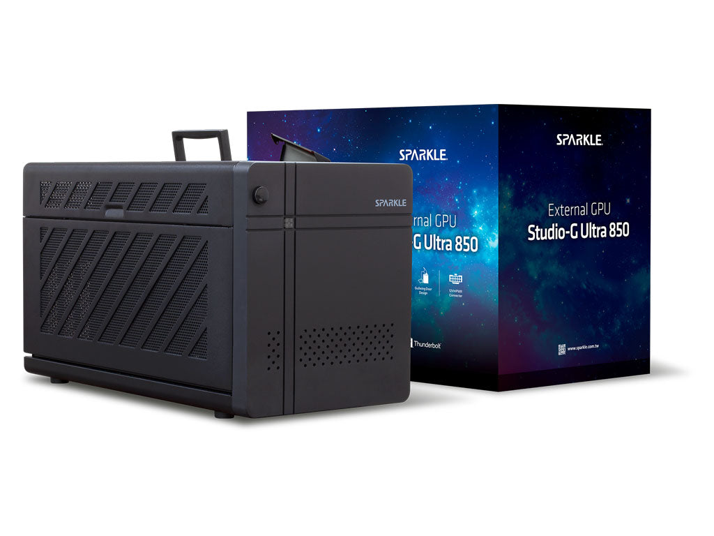 Zunanje ohišje za grafično kartico Sparkle Studio-G 850 Ultra, 850W, eGPU, Thunderbolt 5, črno