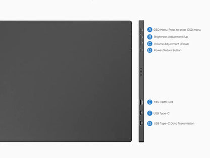 Prenosni monitor 15.6'' (40 cm) FullHD IPS 60Hz, Touch, mHDMI, USB-C, zvočniki, ARZOPA A1T