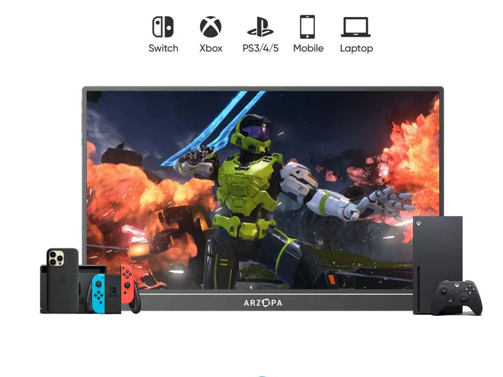 Prenosni monitor 15.6'' (40 cm) FullHD IPS 60Hz, Touch, mHDMI, USB-C, zvočniki, ARZOPA A1T