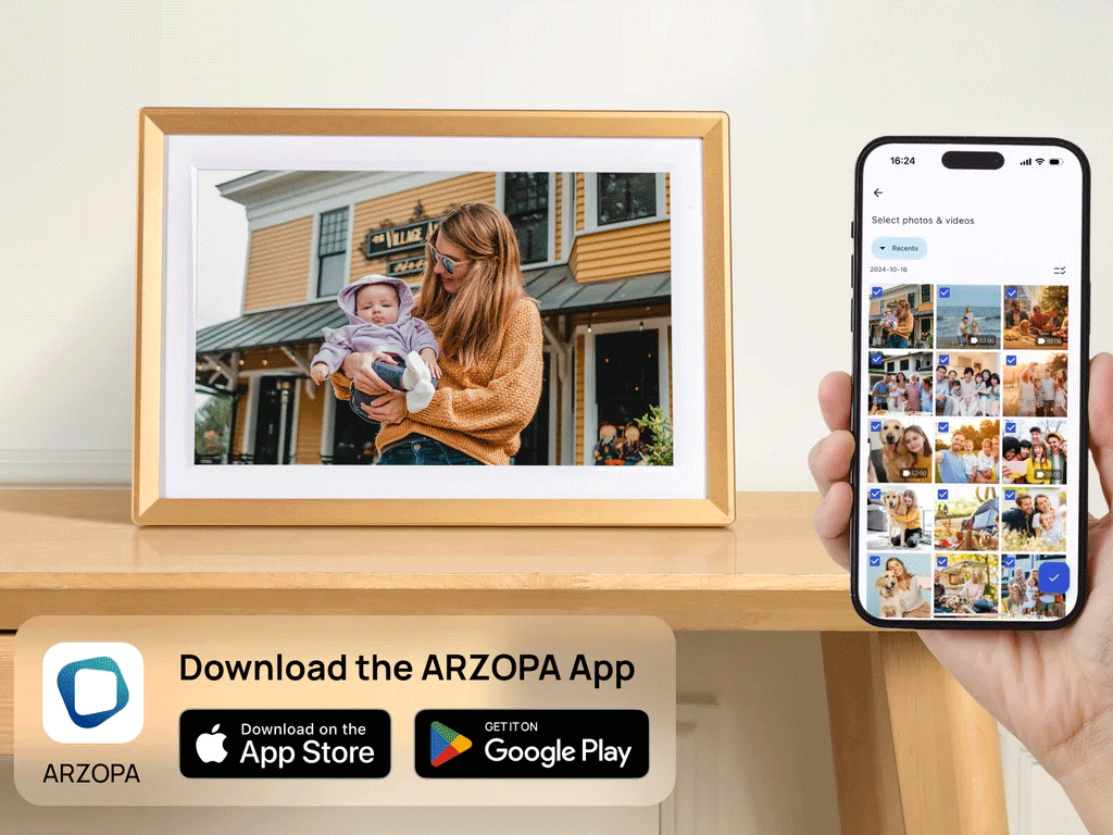 Digitalni foto okvir 10.1" (26 cm) Arzopa D10, 32GB, WiFi, zlat