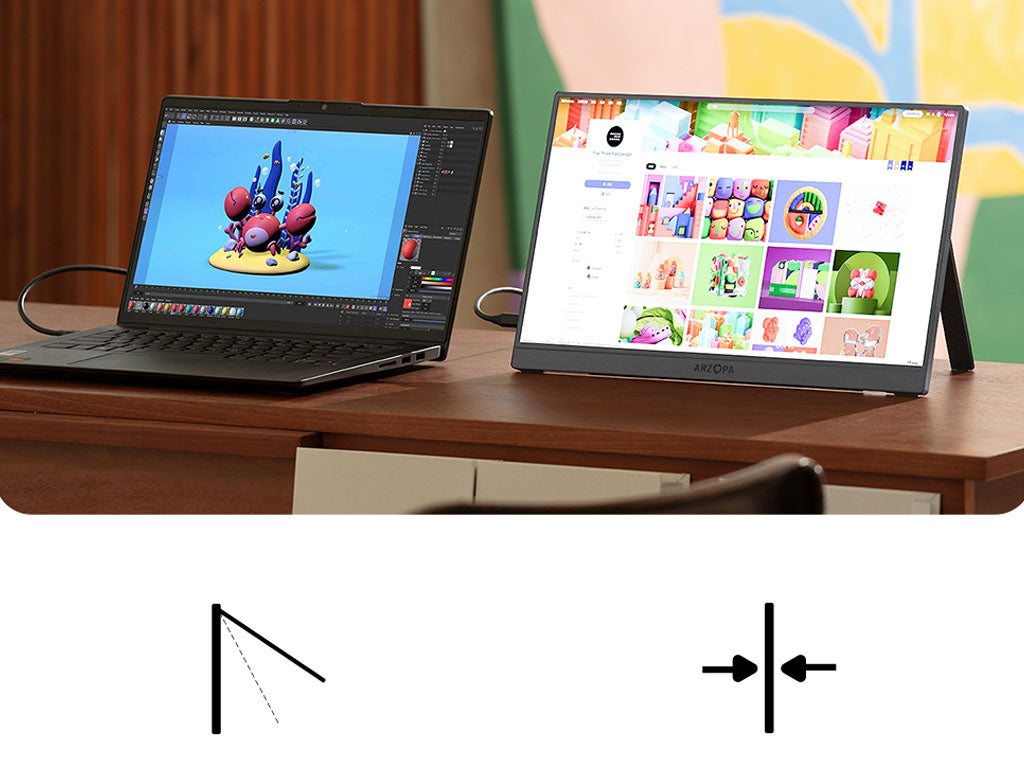 Prenosni monitor 16.1'' (41 cm) FullHD IPS 144Hz, mHDMI, USB-C, zvočniki, ovitek, ARZOPA Z1FC