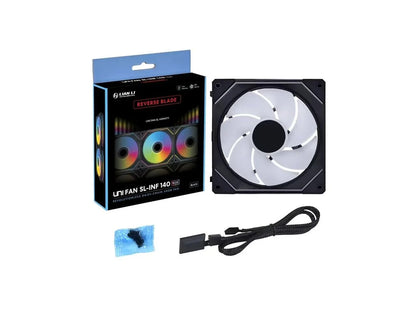Ventilator za ohišje Lian Li UNI FAN SL-INF Wireless 140 Reverse Blade ARGB, PWM, 140mm, črn