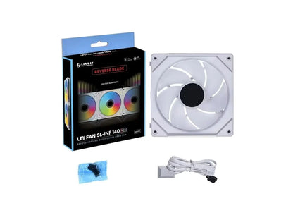 Ventilator za ohišje Lian Li UNI FAN SL-INF Wireless 140 Reverse Blade ARGB, PWM, 140mm, bel