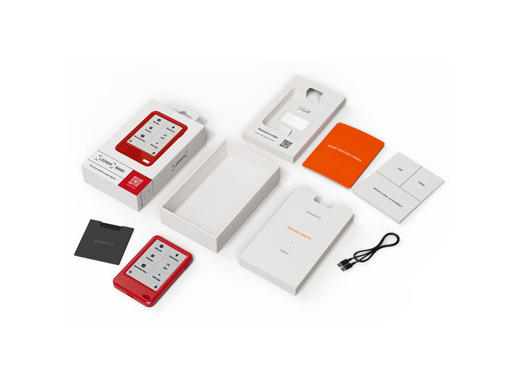 Ledger Nano Gen5 z Recovery Key, denarnica za Bitcoin in druge kriptovalute, Cherry Red