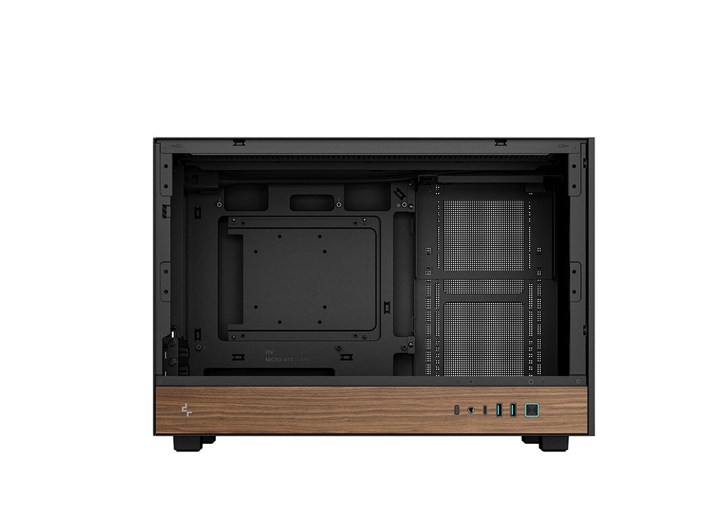 Računalniško ohišje DeepCool CH260 WOOD, Micro-ATX, kaljeno steklo, črno