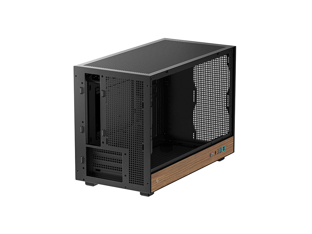 Računalniško ohišje DeepCool CH260 WOOD, Micro-ATX, kaljeno steklo, črno