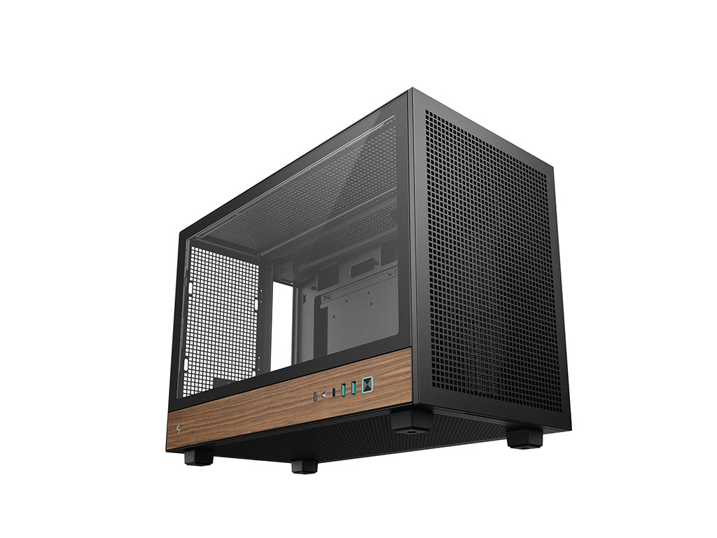 Računalniško ohišje DeepCool CH260 WOOD, Micro-ATX, kaljeno steklo, črno