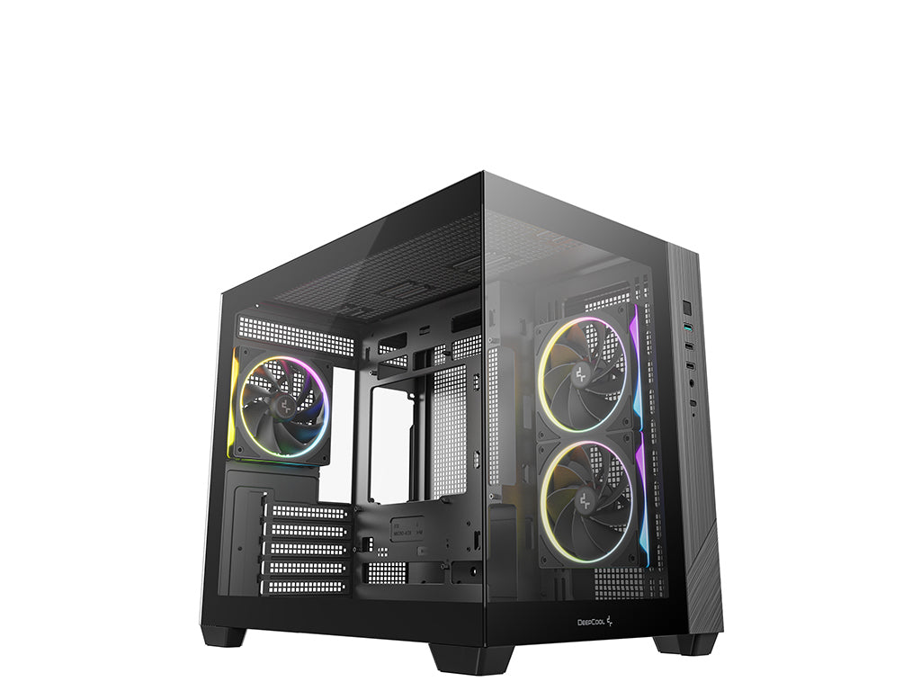 Računalniško ohišje DeepCool CG330 3F, micro-ATX, kaljeno steklo, črno