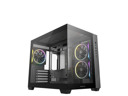 Računalniško ohišje DeepCool CG330 3F, micro-ATX, kaljeno steklo, črno