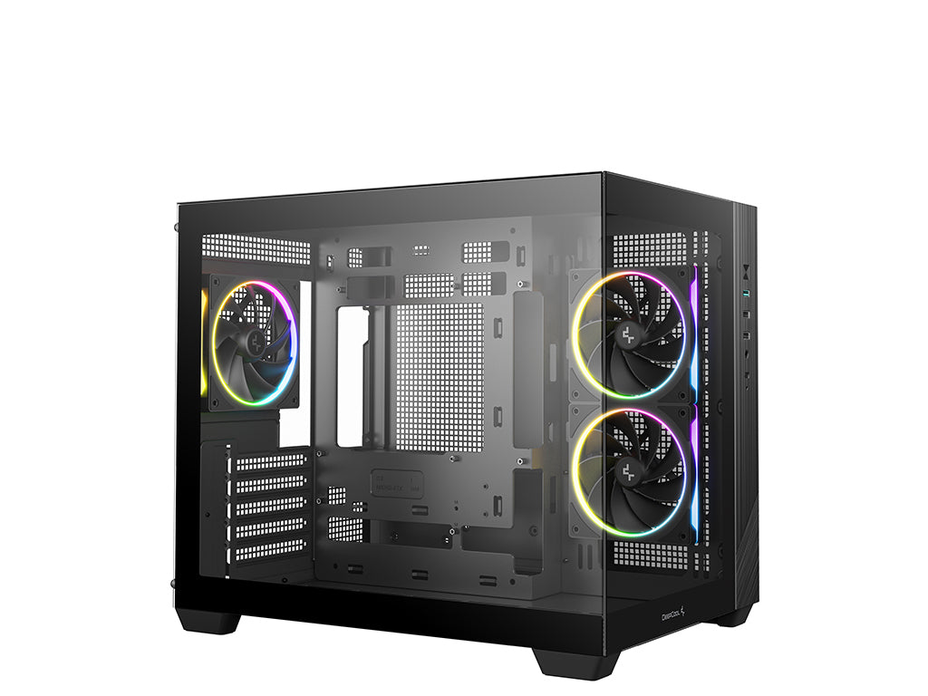 Računalniško ohišje DeepCool CG330 3F, micro-ATX, kaljeno steklo, črno