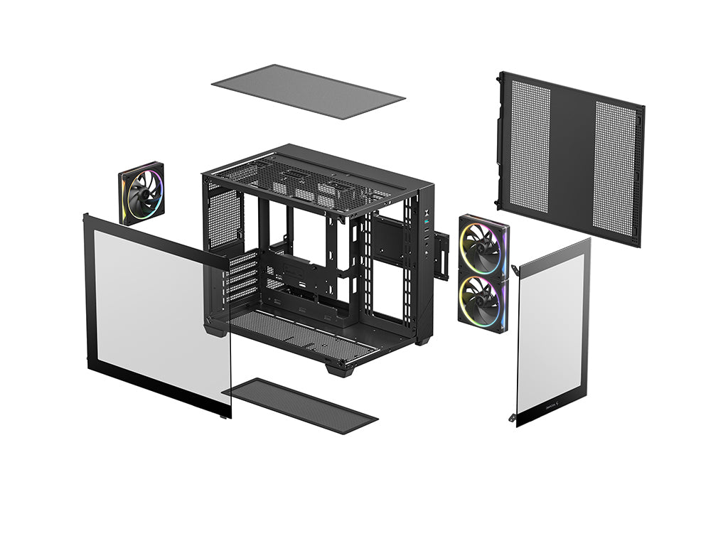 Računalniško ohišje DeepCool CG330 3F, micro-ATX, kaljeno steklo, črno