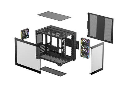 Računalniško ohišje DeepCool CG330 3F, micro-ATX, kaljeno steklo, črno