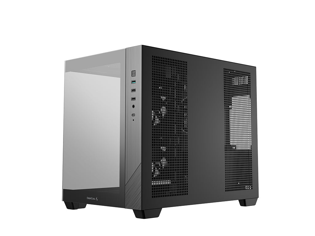 Računalniško ohišje DeepCool CG330 3F, micro-ATX, kaljeno steklo, črno