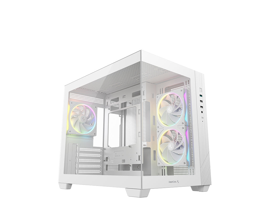 Računalniško ohišje DeepCool CG330 3F WH, micro-ATX, kaljeno steklo, belo
