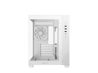 Računalniško ohišje DeepCool CG330 3F WH, micro-ATX, kaljeno steklo, belo