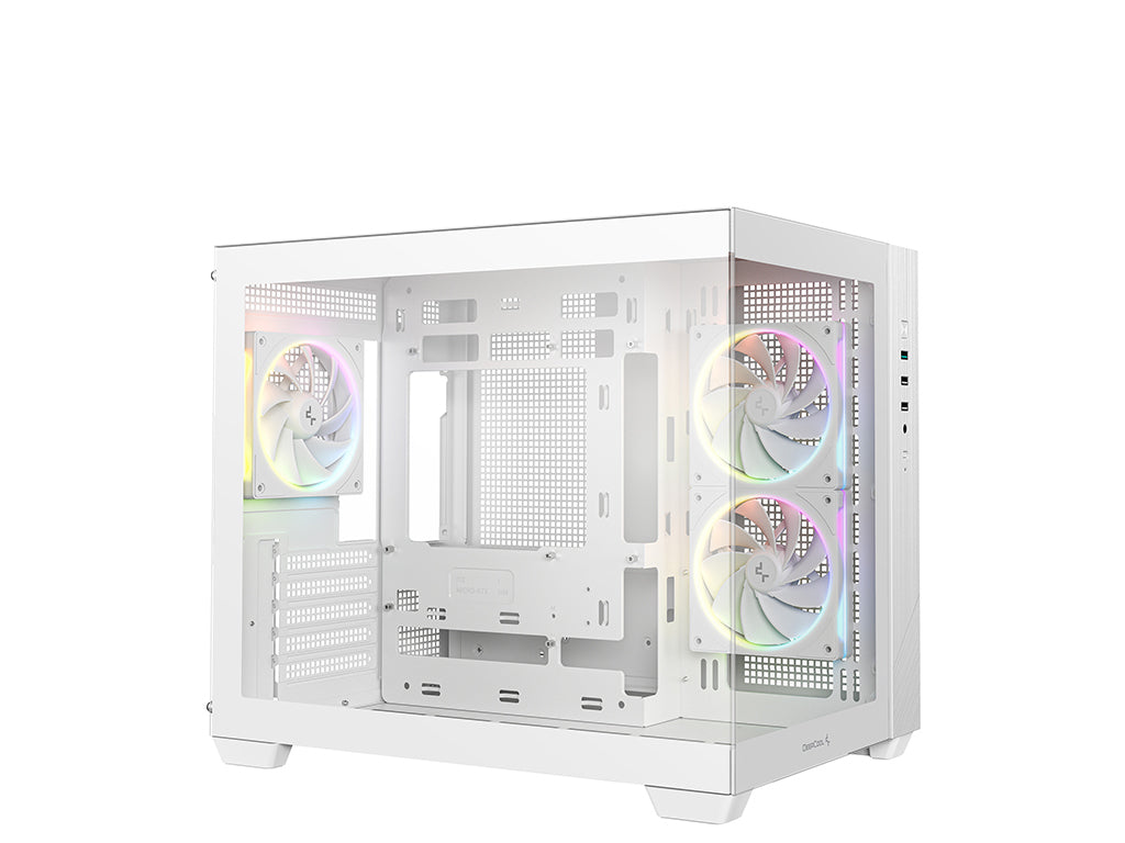 Računalniško ohišje DeepCool CG330 3F WH, micro-ATX, kaljeno steklo, belo