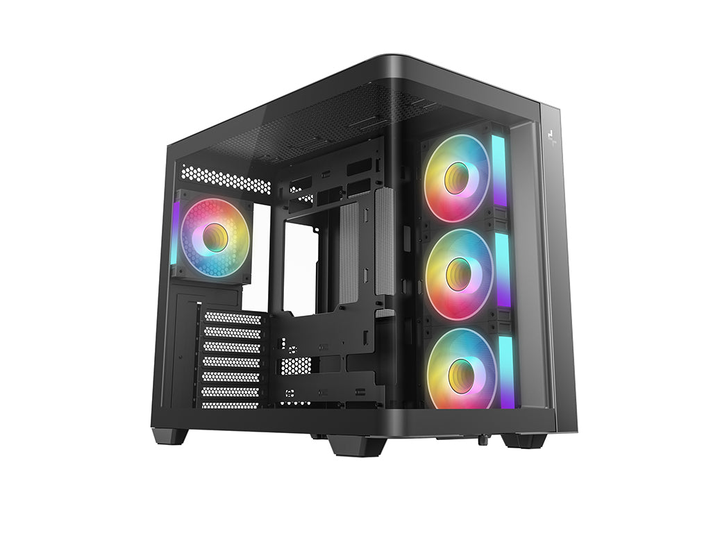 Računalniško ohišje DeepCool CG530U 4F, ATX, Midi-Tower, ARGB, ukrivljeno steklo, črno
