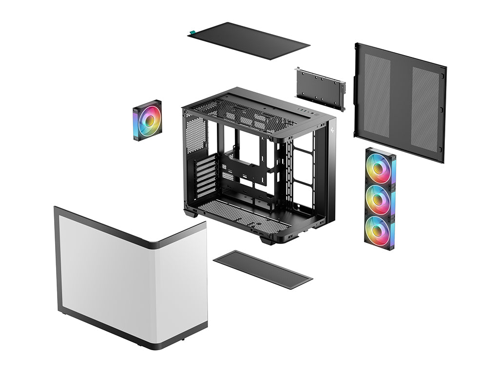 Računalniško ohišje DeepCool CG530U 4F, ATX, Midi-Tower, ARGB, ukrivljeno steklo, črno