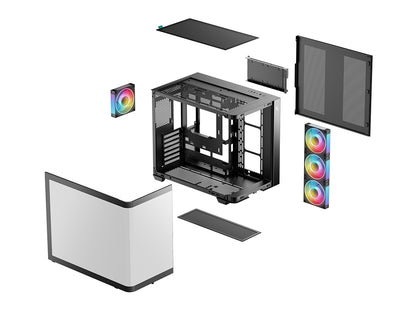 Računalniško ohišje DeepCool CG530U 4F, ATX, Midi-Tower, ARGB, ukrivljeno steklo, črno