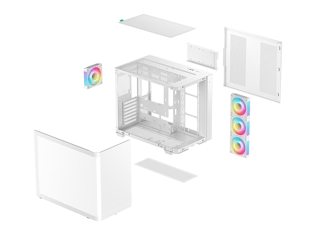 Računalniško ohišje DeepCool CG530U 4F WH, ATX, Midi-Tower, ARGB, ukrivljeno steklo, belo