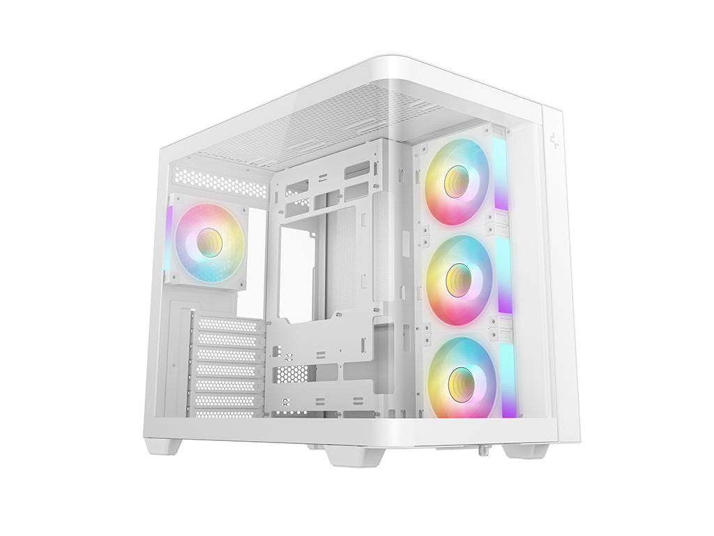 Računalniško ohišje DeepCool CG530U 4F WH, ATX, Midi-Tower, ARGB, ukrivljeno steklo, belo