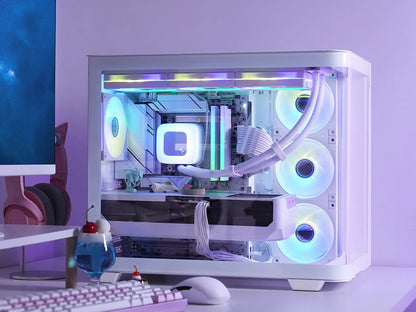 Računalniško ohišje DeepCool CG530U 4F WH, ATX, Midi-Tower, ARGB, ukrivljeno steklo, belo