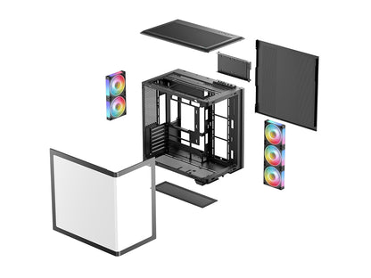 Računalniško ohišje DeepCool CG590U 5F, ATX, Midi-Tower, ARGB, ukrivljeno kaljeno steklo, črno
