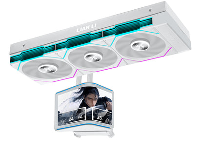Komplet za tekočinsko hlajenje AIO Liquid Cooler Lian Li HydroShift II OLED Curved 360 TL FLEX, Bel