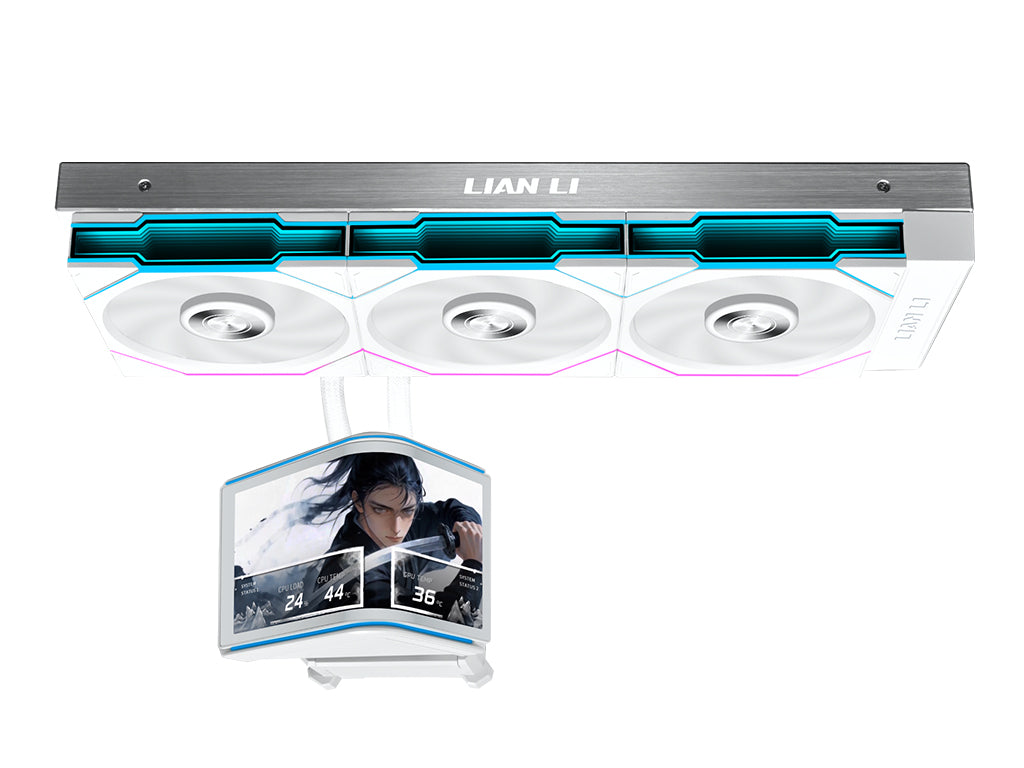 Komplet za tekočinsko hlajenje AIO Liquid Cooler Lian Li HydroShift II OLED Curved 360 TL FLEX, Bel