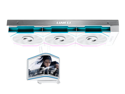 Komplet za tekočinsko hlajenje AIO Liquid Cooler Lian Li HydroShift II OLED Curved 360 TL FLEX, Bel