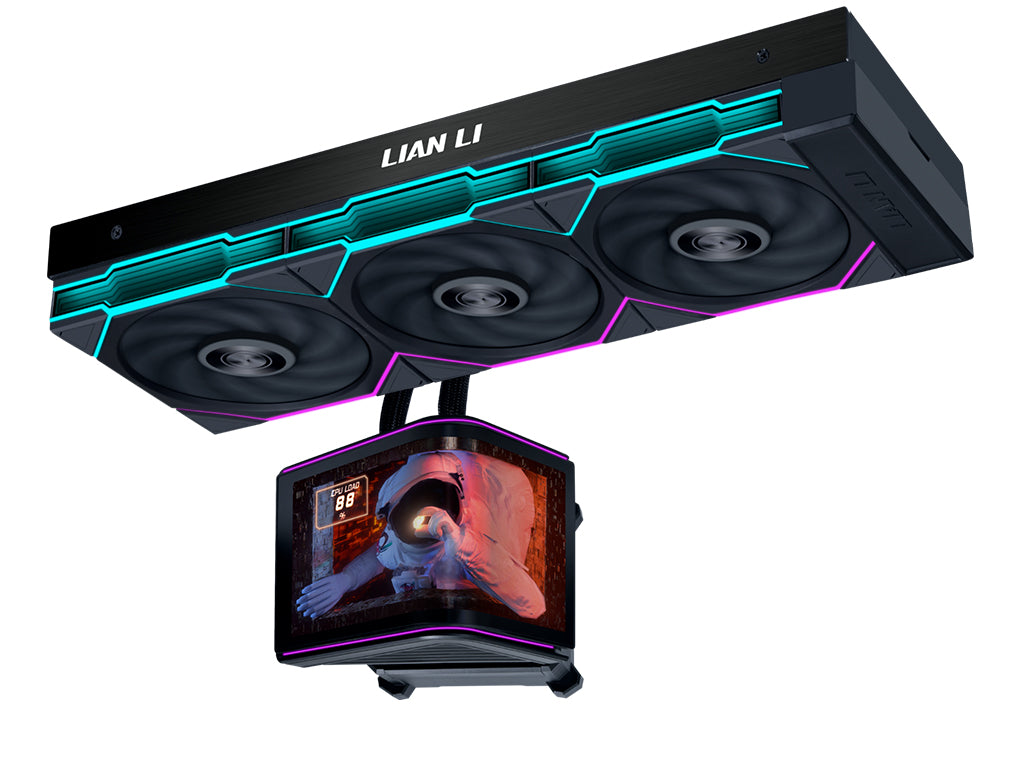 Komplet za tekočinsko hlajenje AIO Liquid Cooler Lian Li HydroShift II OLED Curved 360 TL FLEX, Črn