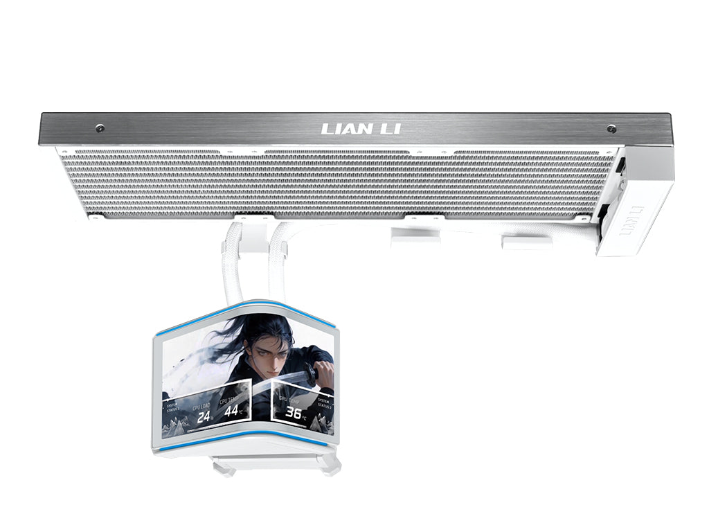 Komplet za tekočinsko hlajenje AIO Liquid Cooler Lian Li HydroShift II OLED Curved 360 Fanless, bel