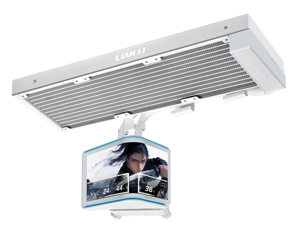 Komplet za tekočinsko hlajenje AIO Liquid Cooler Lian Li HydroShift II OLED Curved 360 Fanless, bel