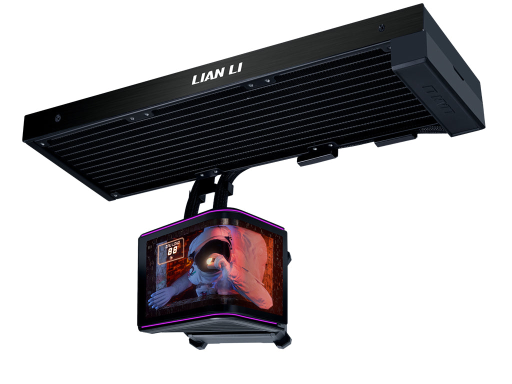 Komplet za tekočinsko hlajenje AIO Liquid Cooler Lian Li HydroShift II OLED Curved 360 Fanless, črn
