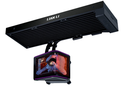 Komplet za tekočinsko hlajenje AIO Liquid Cooler Lian Li HydroShift II OLED Curved 360 Fanless, črn