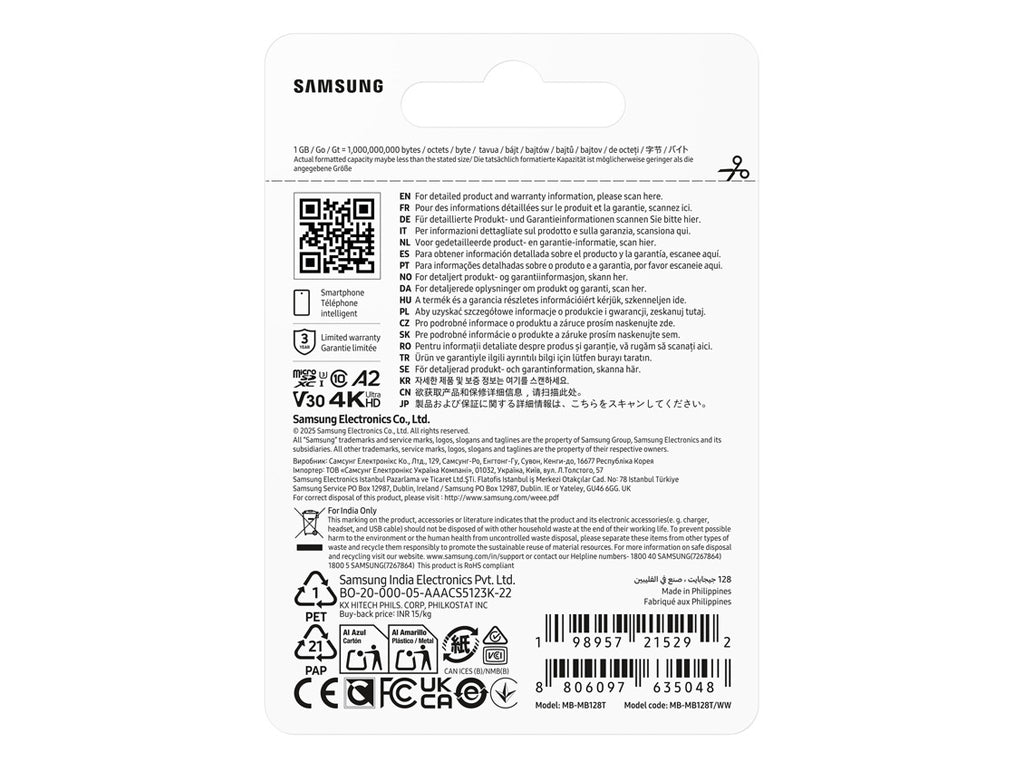 Spominska kartica Samsung T7, micro SDXC, 128GB, U3, V30, A2, UHS-I, 170 MB/s