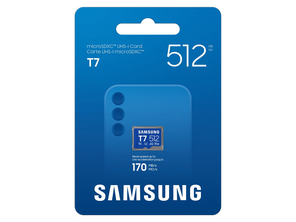 Spominska kartica Samsung T7, micro SDXC, 512GB, U3, V30, A2, UHS-I, 170 MB/s