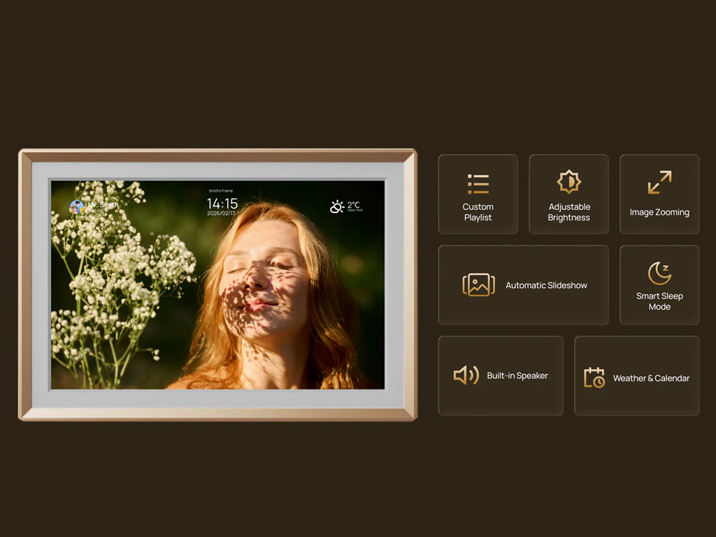 Digitalni foto okvir 14'' (35,5 cm) Arzopa D14, 32GB, WiFi, zlat