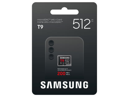 Spominska kartica Samsung T9, micro SDXC, 512GB, U3, V30, A2, UHS-I, 200 MB/s