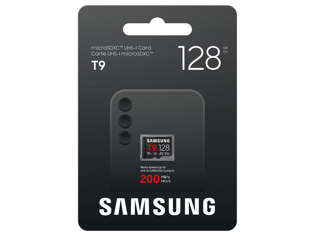 Spominska kartica Samsung T9, micro SDXC, 128GB, U3, V30, A2, UHS-I, 200 MB/s