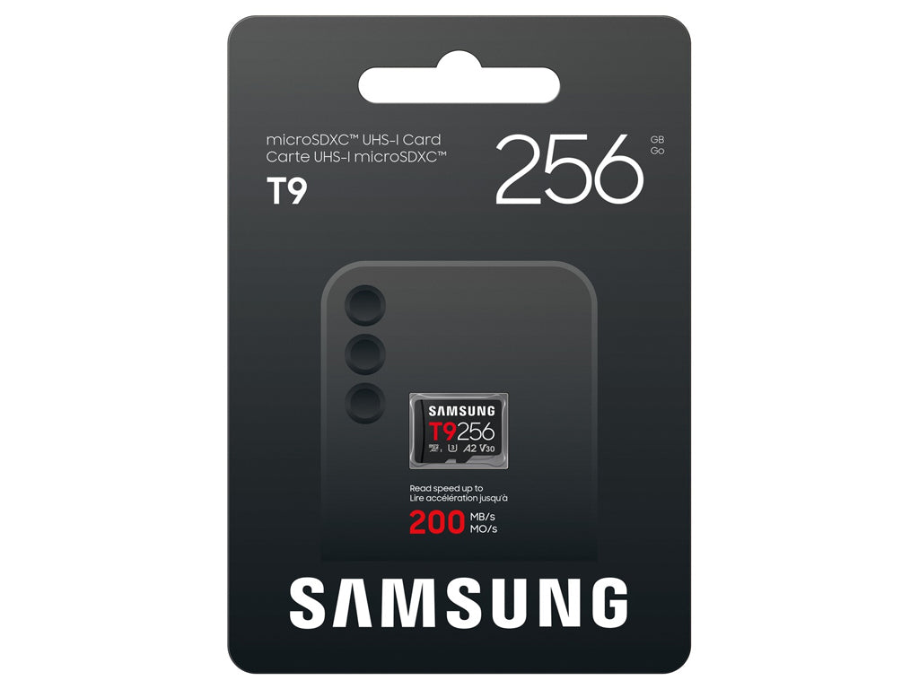 Spominska kartica Samsung T9, micro SDXC, 256GB, U3, V30, A2, UHS-I, 200 MB/s