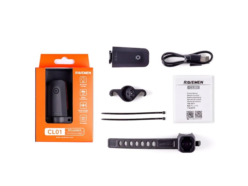 Zadnja kolesarska luč RAVEMEN CL01 PRO, 30 lm, 200 mAh, IPX6