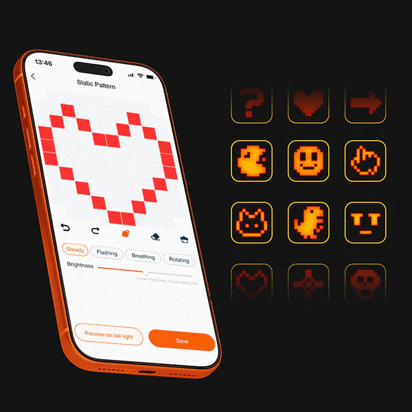 Zadnja kolesarska luč RAVEMEN NT401, 40 lm, 500 mAh, IPX6, Smart, App
